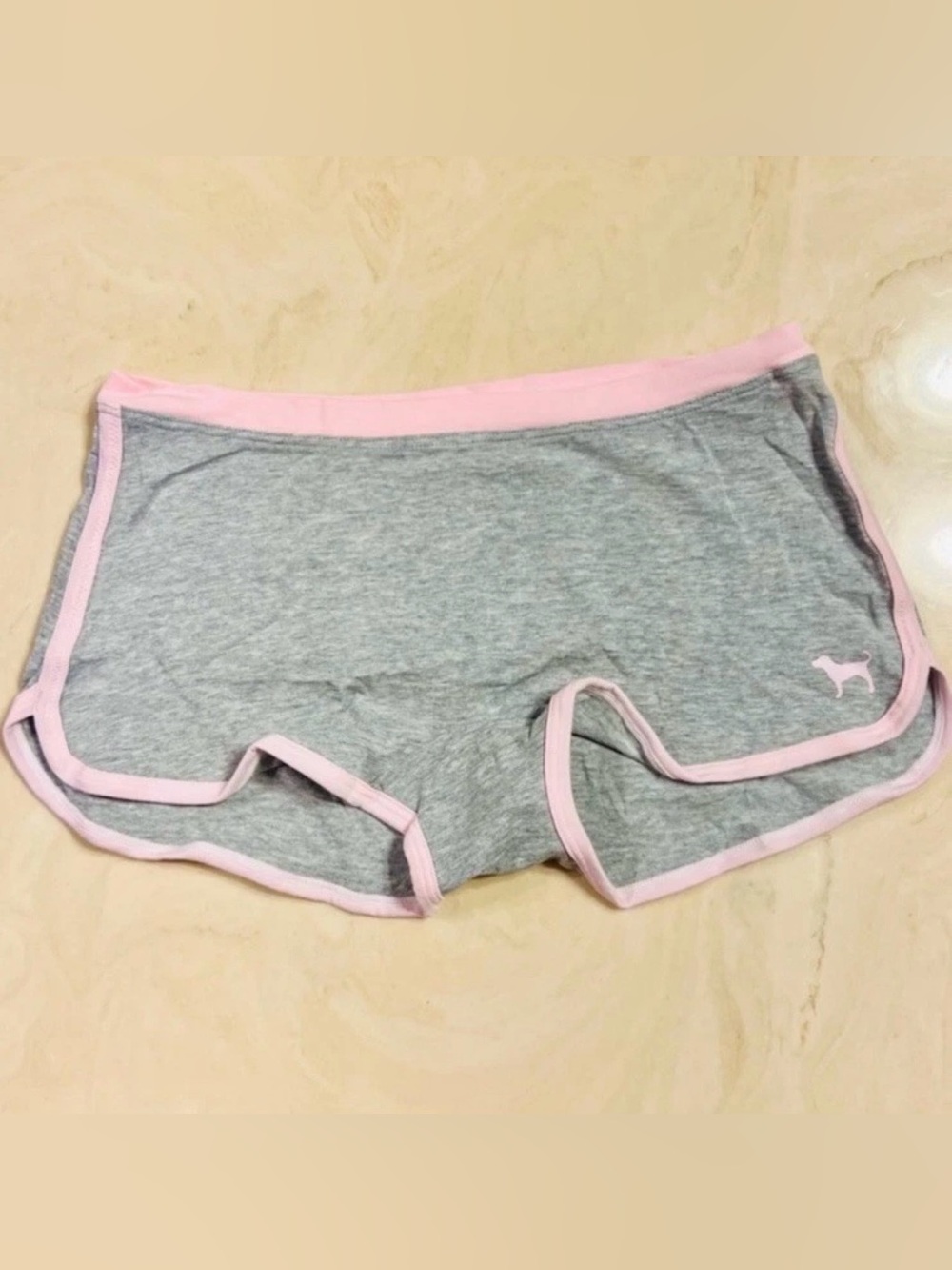 PINK VICTORIA'S SECRET Cotton Dorm Boyshorts Heather Grey Coconut Pink Logo XL - Picture 6 of 10